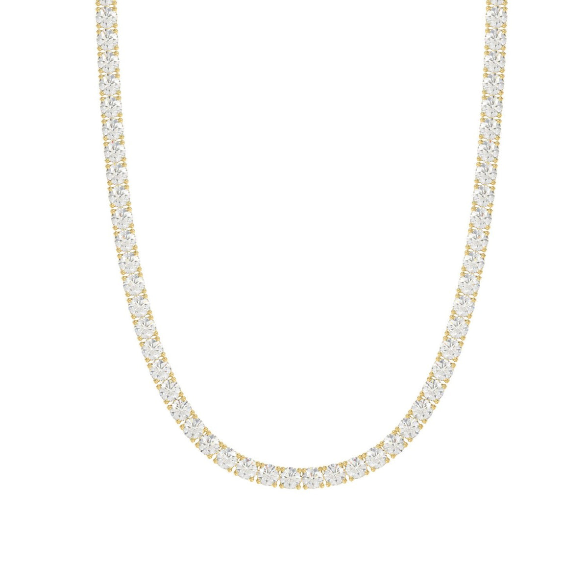 14K YELLOW GOLD 7 3/4CT 18" ROUND DIAMOND LADIES TENNIS NECKLACE