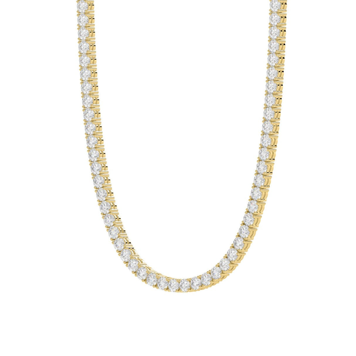 14K YELLOW GOLD 7 3/4CT 18" ROUND DIAMOND LADIES TENNIS NECKLACE