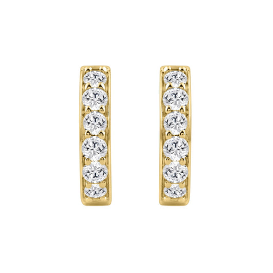 10K YELLOW GOLD 1.00CT ROUND DIAMOND LADIES HOOP EARRING