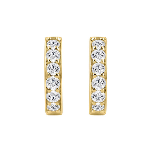 10K YELLOW GOLD 1.00CT ROUND DIAMOND LADIES HOOP EARRING