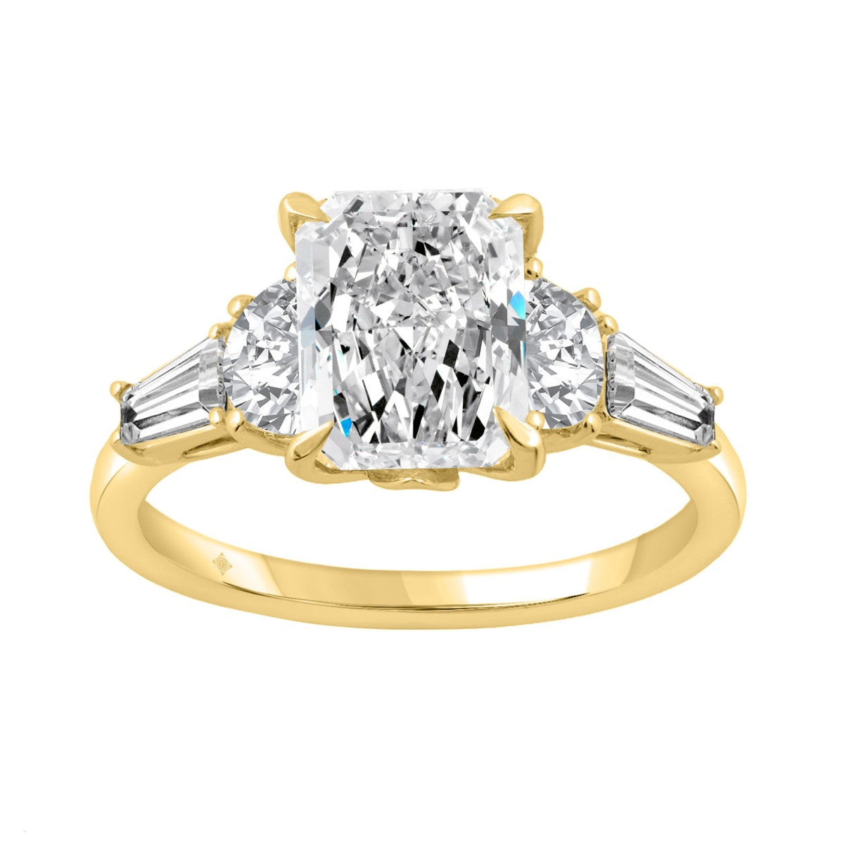 14K YELLOW GOLD 4.00CT RADIANT/HALF MOON/TAPER BAGUETTE DIAMOND LADIES RING