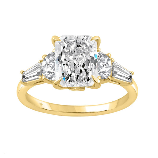 14K YELLOW GOLD 4.00CT RADIANT/HALF MOON/TAPER BAGUETTE DIAMOND LADIES RING