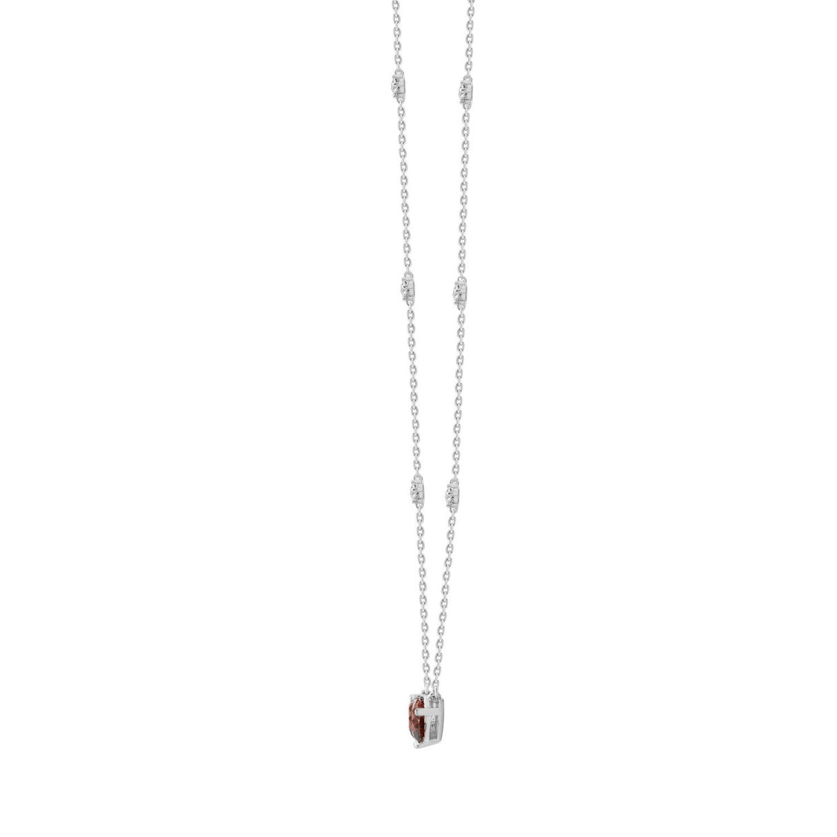 14K WHITE GOLD 2.00CT ROUND/PEAR DIAMOND LADIES NECKLACE (RUBY DIAMOND 2 STONE)