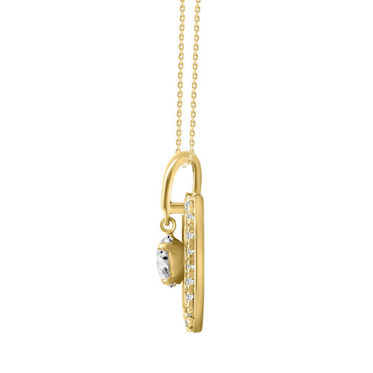10K YELLOW GOLD 3/4CT ROUND DIAMOND LADIES PENDANT WITH CHAIN