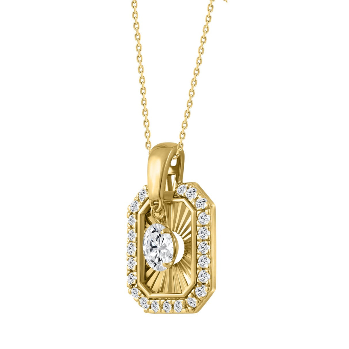 10K YELLOW GOLD 3/4CT ROUND DIAMOND LADIES PENDANT WITH CHAIN