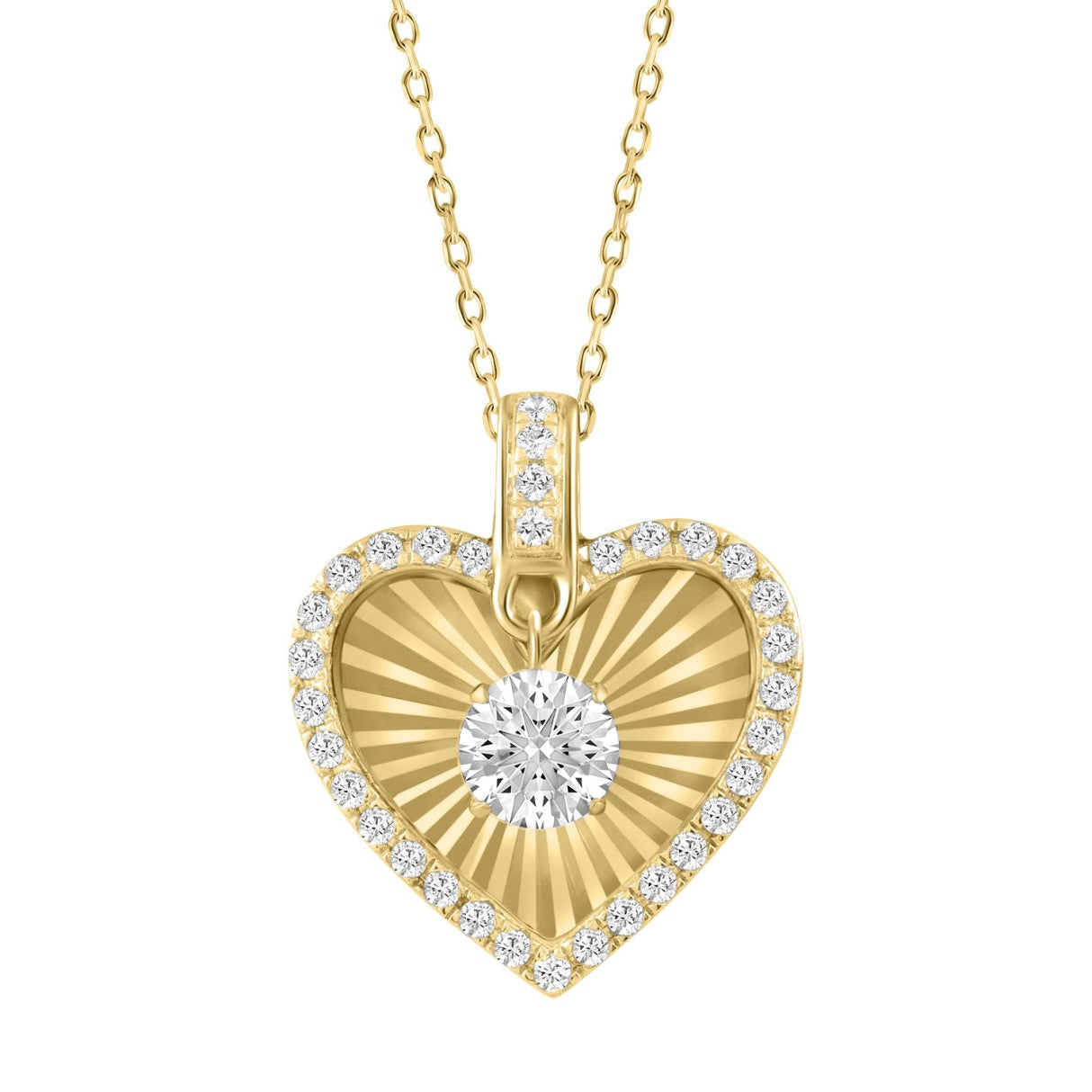 10K YELLOW GOLD 3/4CT ROUND DIAMOND LADIES PENDANT WITH CHAIN