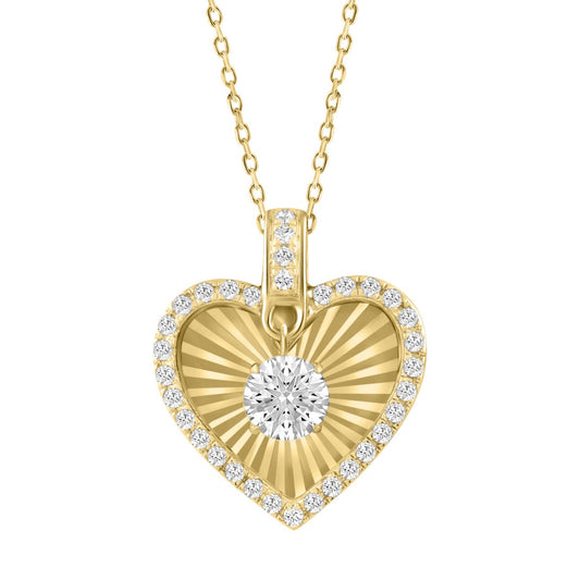 10K YELLOW GOLD 3/4CT ROUND DIAMOND LADIES PENDANT WITH CHAIN