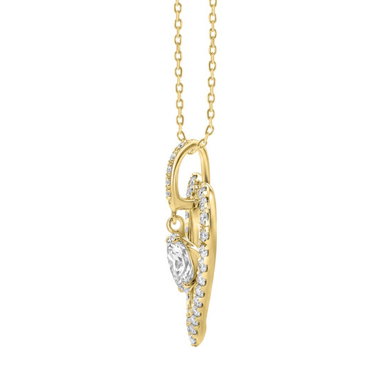 10K YELLOW GOLD 3/4CT ROUND DIAMOND LADIES PENDANT WITH CHAIN