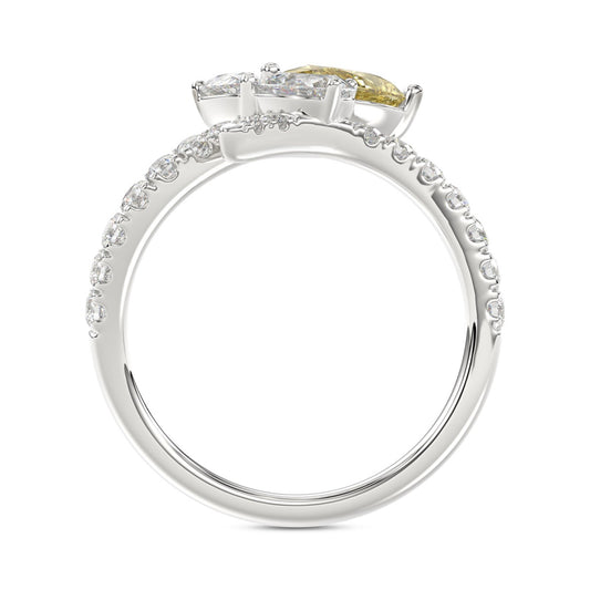 14K WHITE GOLD 1 3/4CT ROUND/PEAR/YELLOW PEAR DIAMOND LADIES RING (CENTER STONE PEAR DIAMOND 1CT)
