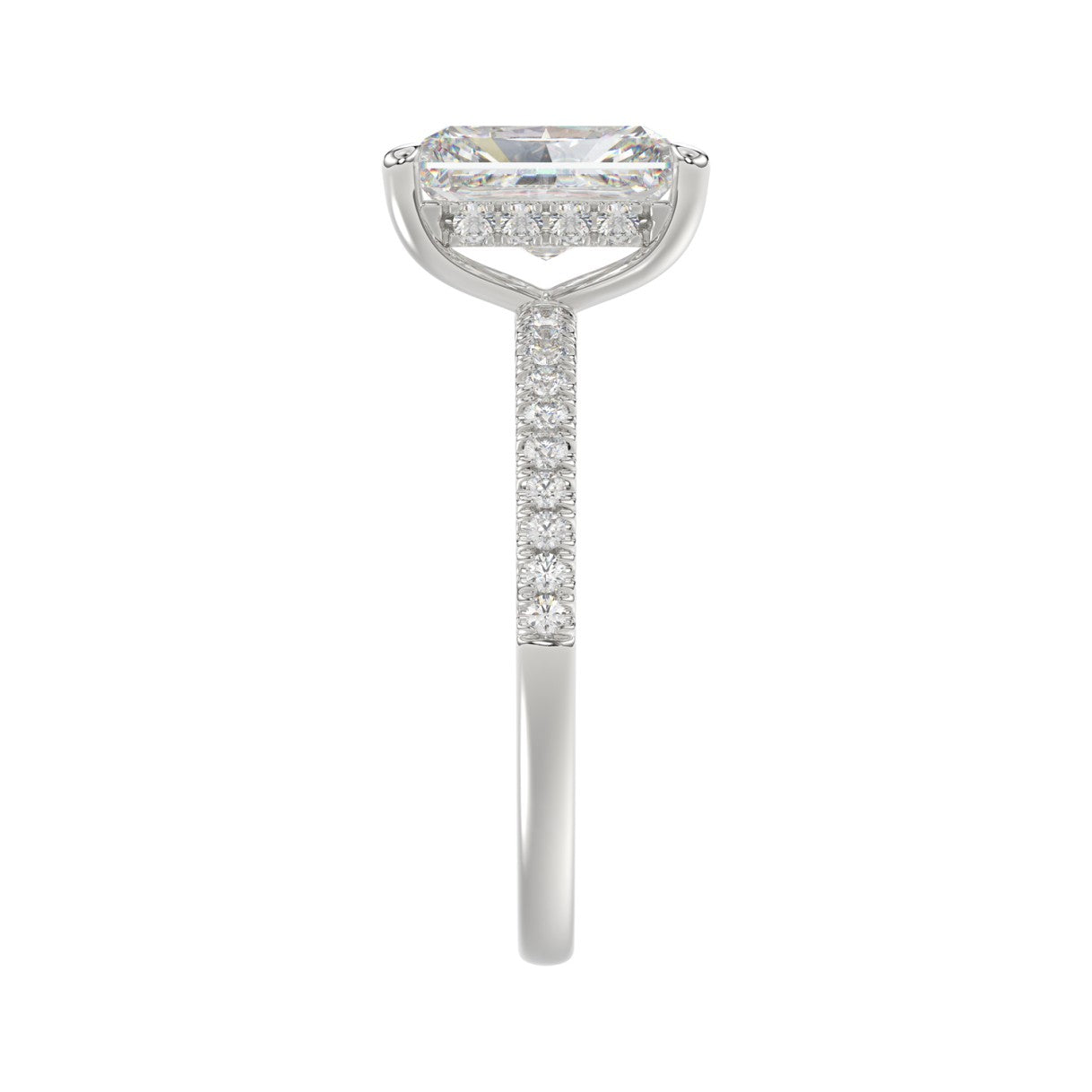 14K WHITE GOLD 2 1/4CT ROUND/RADIANT DIAMOND LADIES RING (CENTER STONE RADIANT DIAMOND 2CT)
