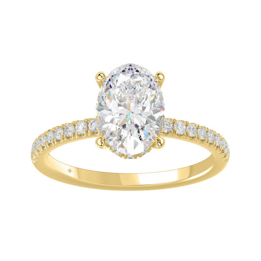 14K YELLOW GOLD 2 1/5CT ROUND/OVAL DIAMOND LADIES RING (CENTER STONE OVAL DIAMOND 2CT)