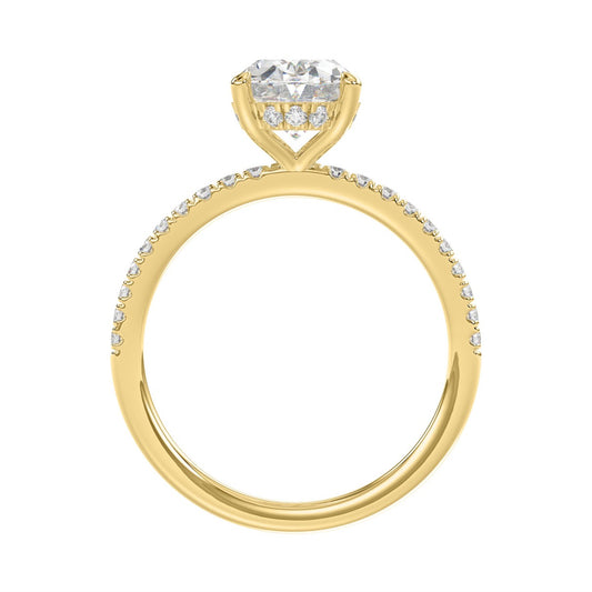 14K YELLOW GOLD 2 1/5CT ROUND/OVAL DIAMOND LADIES RING (CENTER STONE OVAL DIAMOND 2CT)