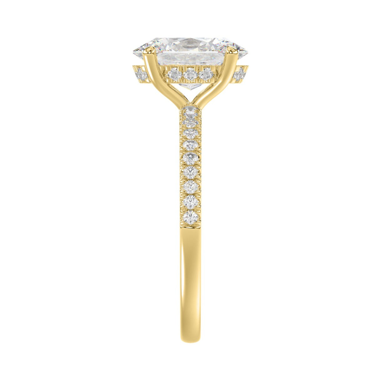 14K YELLOW GOLD 2 1/5CT ROUND/OVAL DIAMOND LADIES RING (CENTER STONE OVAL DIAMOND 2CT)