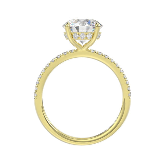 14K YELLOW GOLD 2 1/4CT ROUND DIAMOND LADIES RING (CENTER STONE ROUND DIAMOND 2CT)