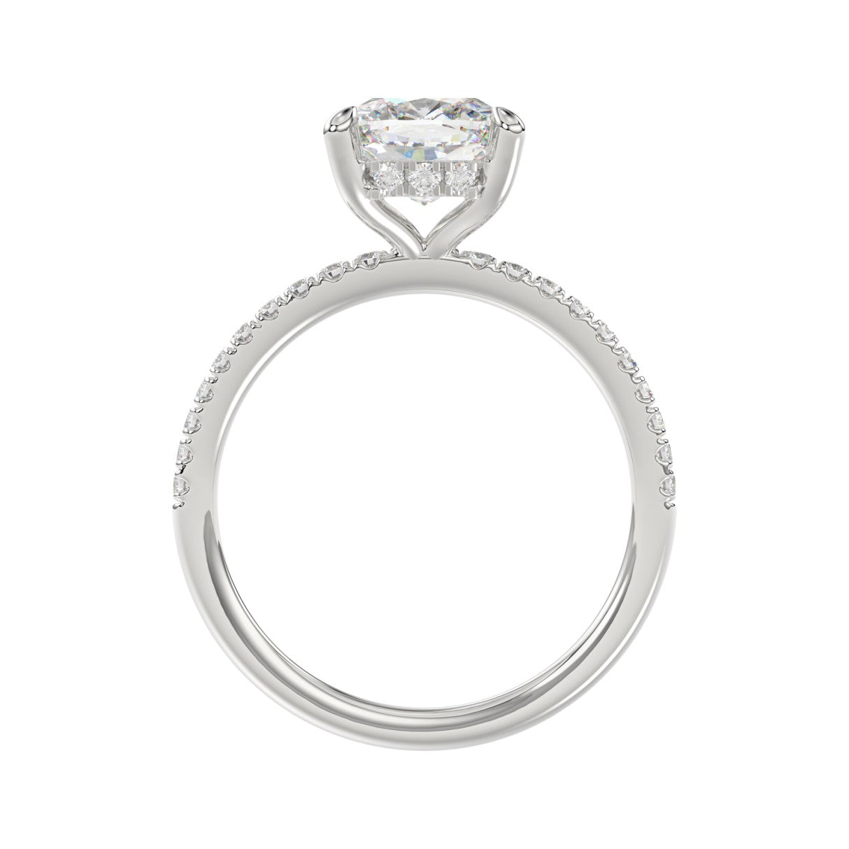 14K WHITE GOLD 2 1/4CT ROUND/CUSHION DIAMOND LADIES RING (CENTER STONE CUSHION DIAMOND 2CT)