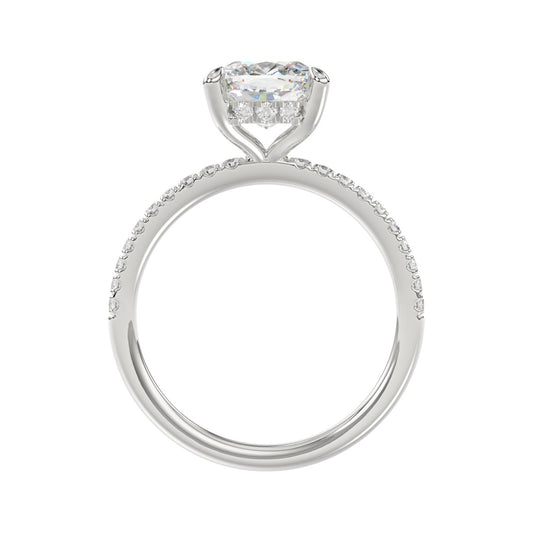 14K WHITE GOLD 2 1/4CT ROUND/CUSHION DIAMOND LADIES RING (CENTER STONE CUSHION DIAMOND 2CT)