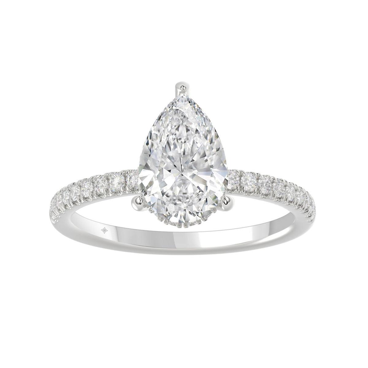 14K WHITE GOLD 2 3/4CT ROUND/PEAR DIAMOND LADIES RING (CENTER STONE PEAR DIAMOND 2CT)
