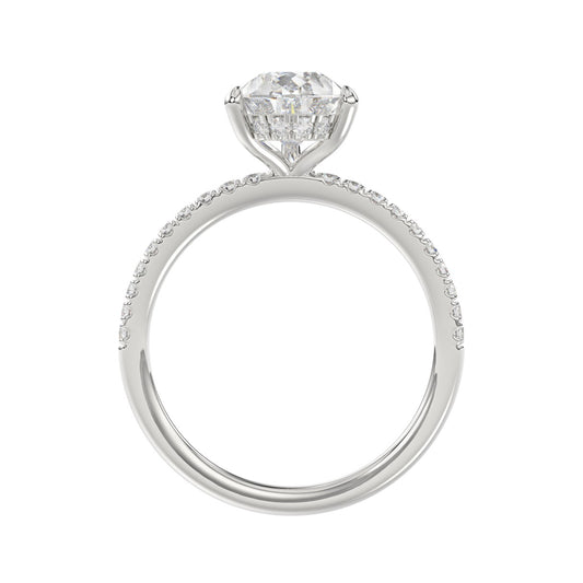 14K WHITE GOLD 2 3/4CT ROUND/PEAR DIAMOND LADIES RING (CENTER STONE PEAR DIAMOND 2CT)