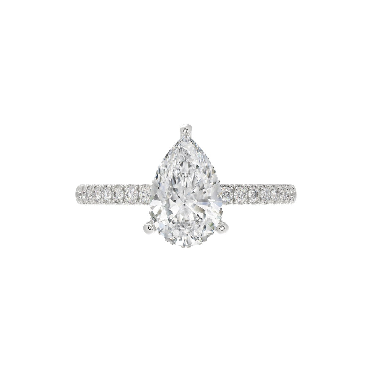 14K WHITE GOLD 2 3/4CT ROUND/PEAR DIAMOND LADIES RING (CENTER STONE PEAR DIAMOND 2CT)