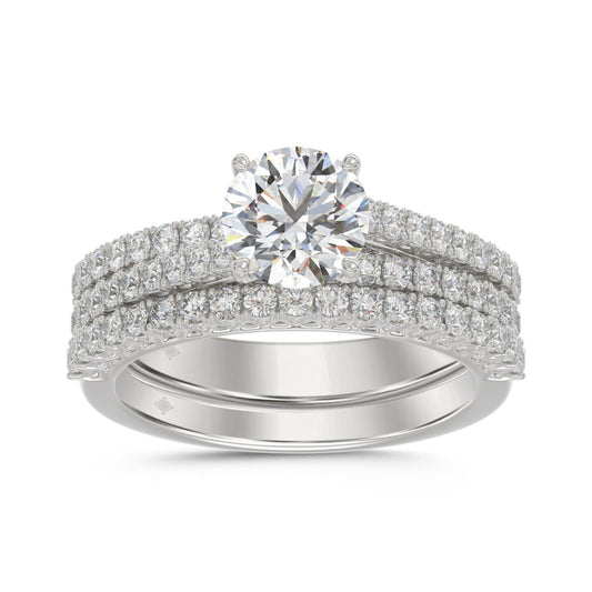 14K WHITE GOLD 1 3/4CT ROUND DIAMOND BRIDAL SET (CENTER STONE ROUND DIAMOND 1CT)