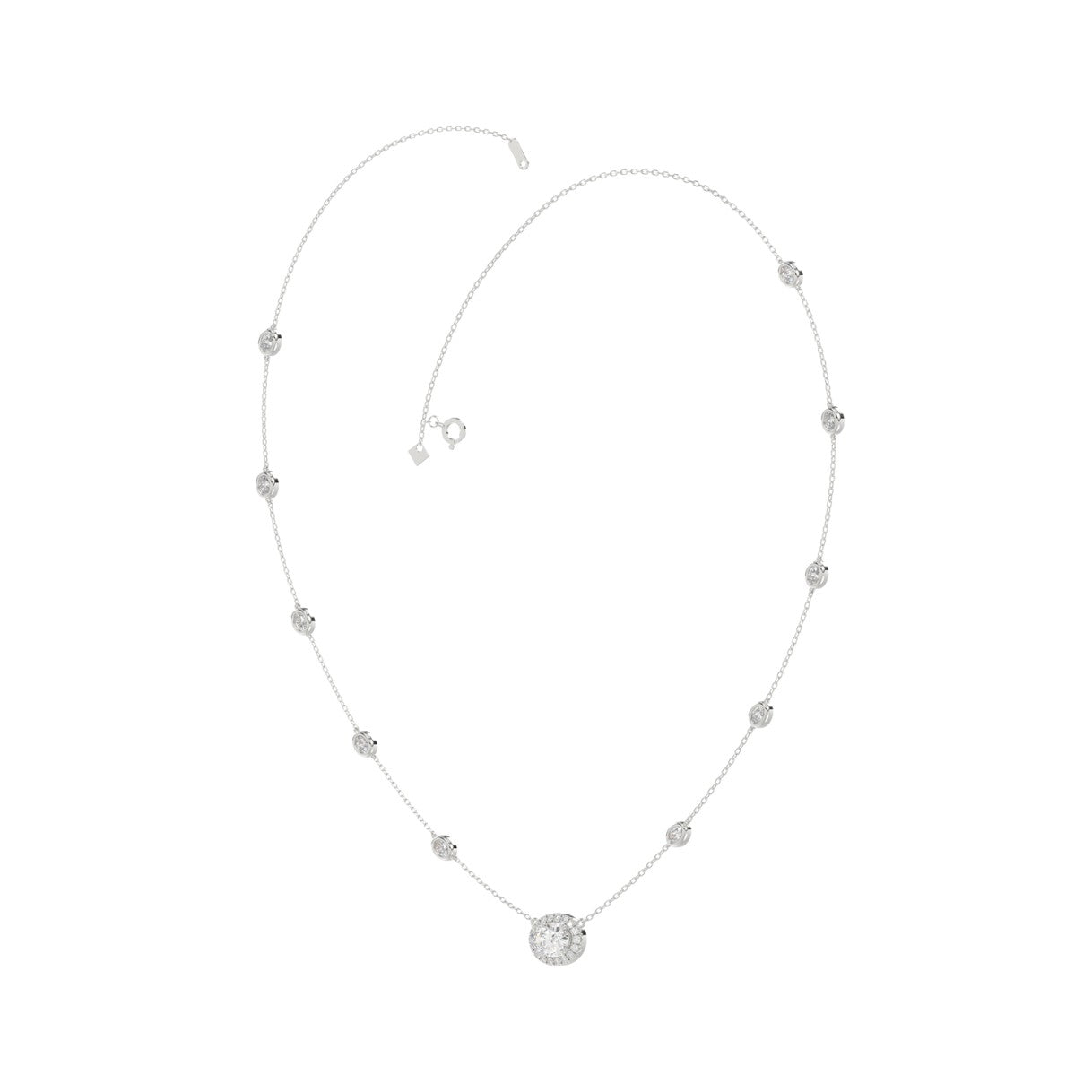 14K WHITE GOLD 2 1/4CT ROUND/OVAL DIAMOND LADIES NECKLACE