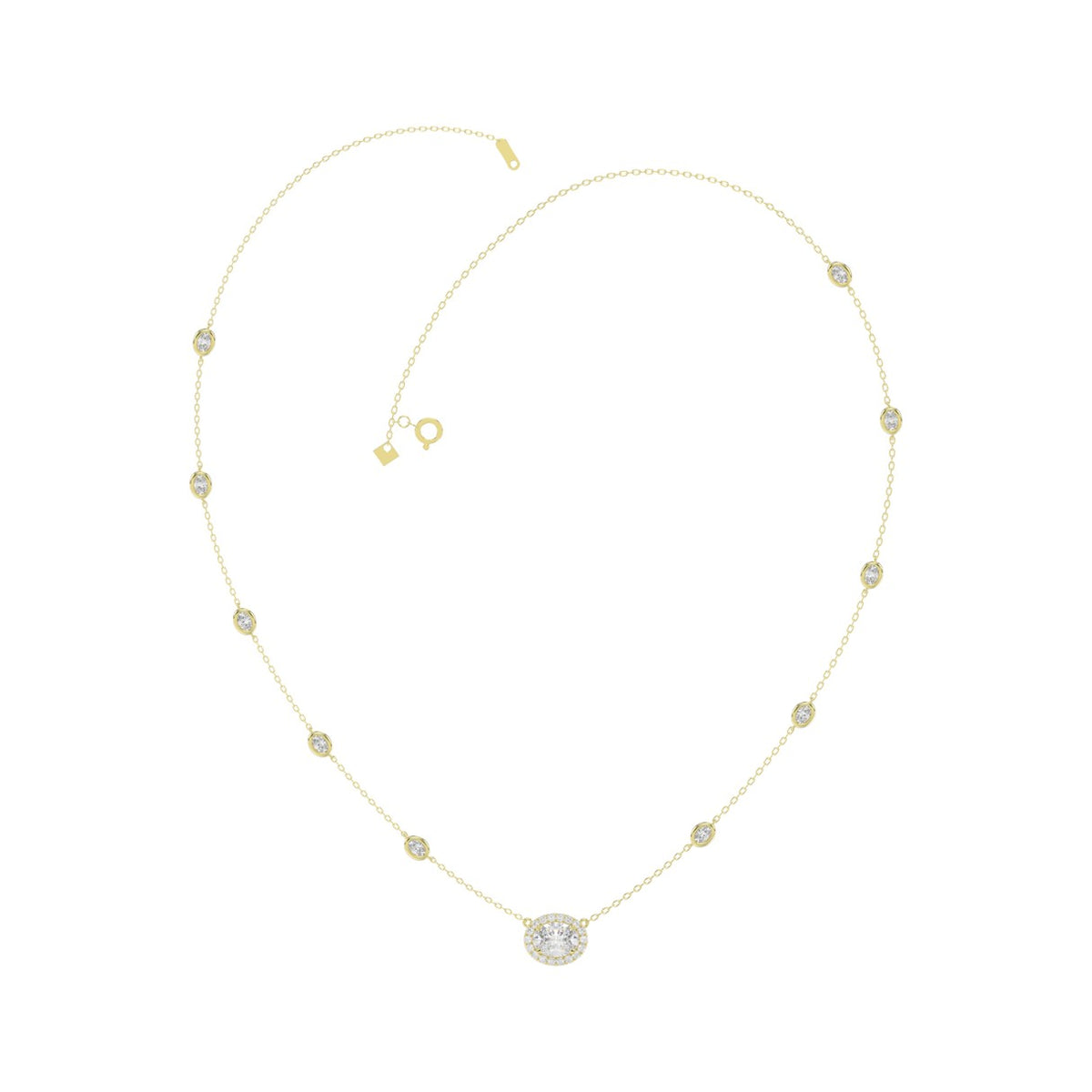 14K YELLOW GOLD 2 1/4CT ROUND/OVAL DIAMOND LADIES NECKLACE