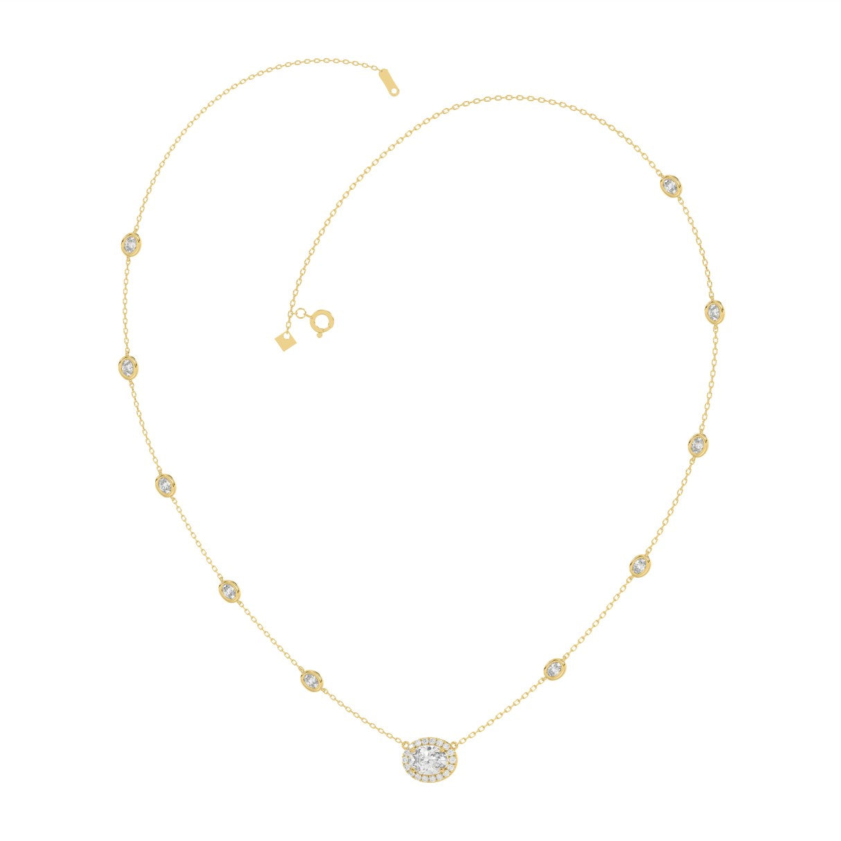 14K YELLOW GOLD 2 1/4CT ROUND/OVAL DIAMOND LADIES NECKLACE