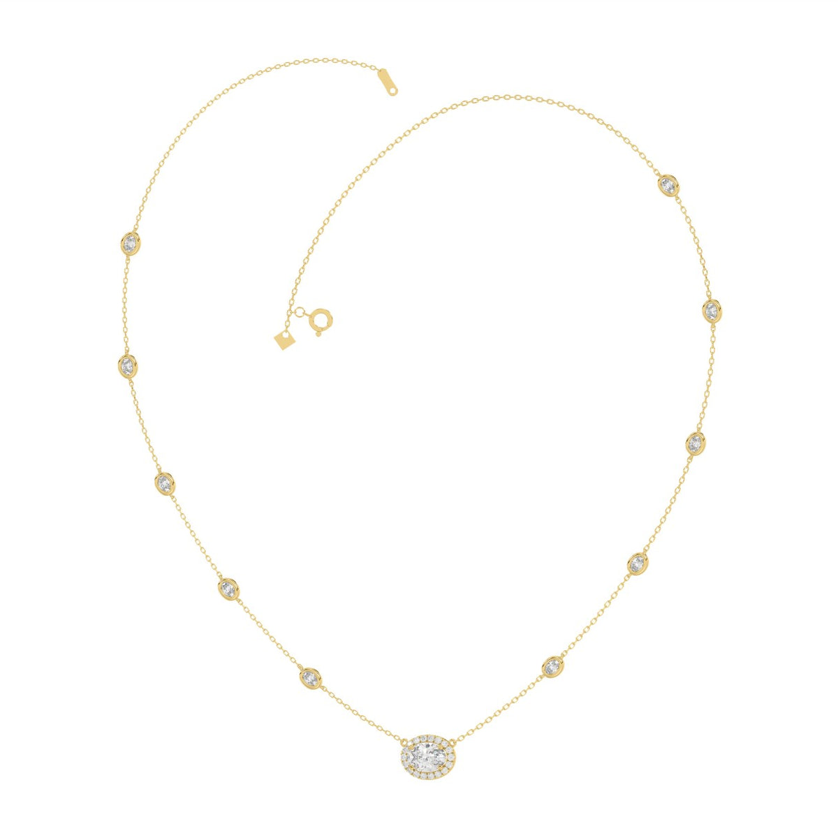 14K YELLOW GOLD 2 1/4CT ROUND/OVAL DIAMOND LADIES NECKLACE
