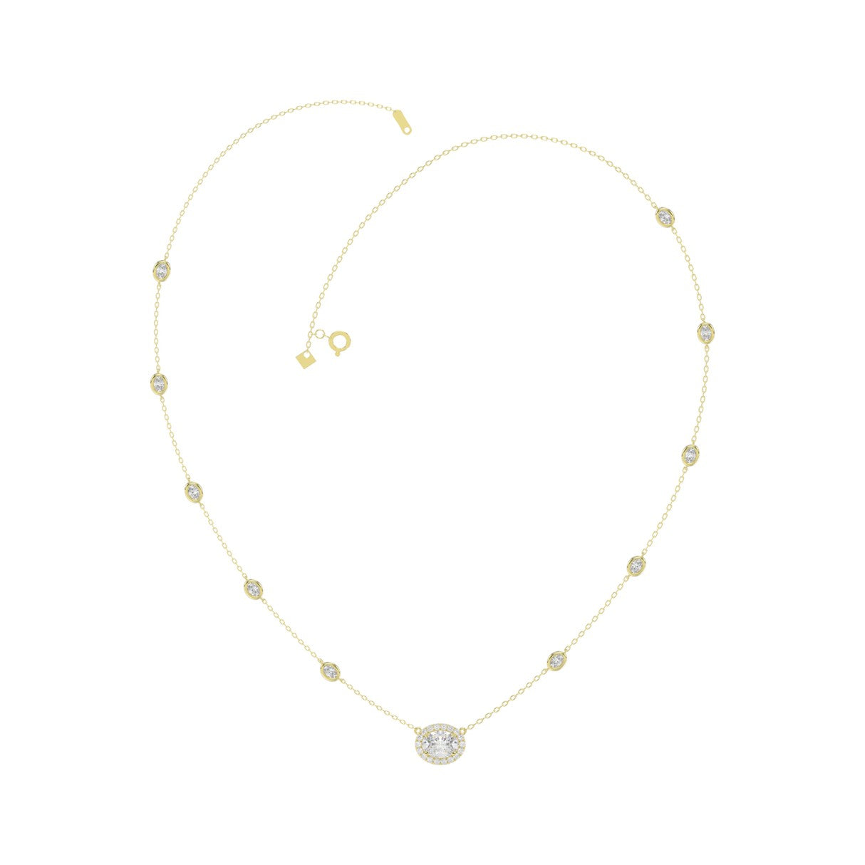 14K YELLOW GOLD 2 1/4CT ROUND/OVAL DIAMOND LADIES NECKLACE