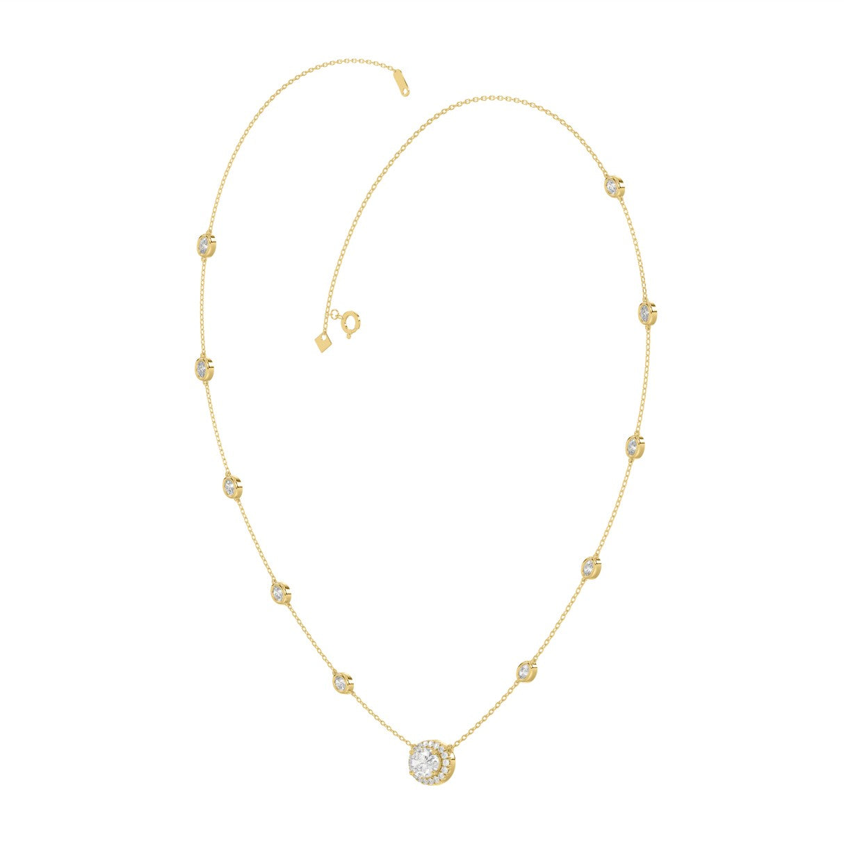 14K YELLOW GOLD 2 1/4CT ROUND/OVAL DIAMOND LADIES NECKLACE