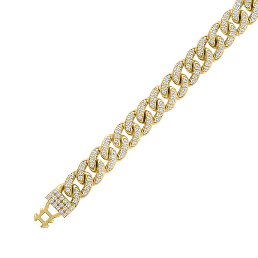10K YELLOW GOLD 5 1/2CT ROUND DIAMOND MEN'S BRACELET