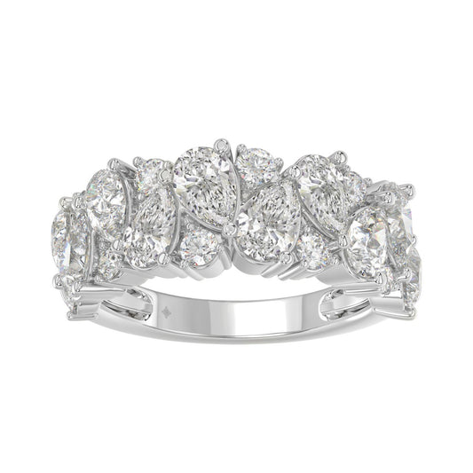 10K WHITE GOLD 3.00CT ROUND/PEAR DIAMOND LADIES RING