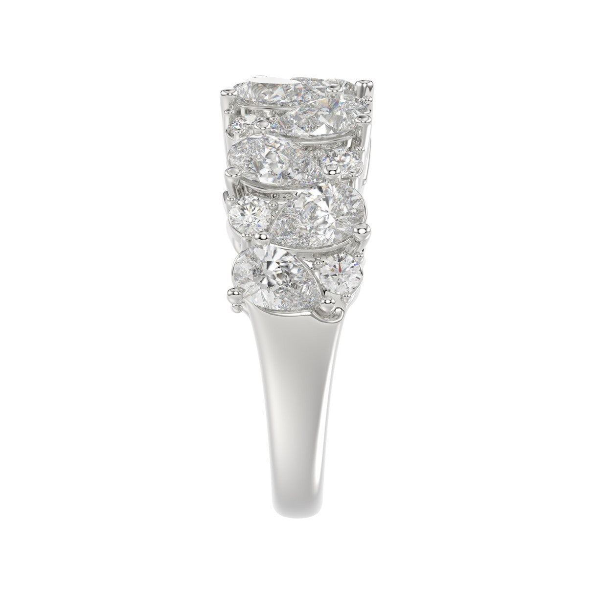 10K WHITE GOLD 3.00CT ROUND/PEAR DIAMOND LADIES RING