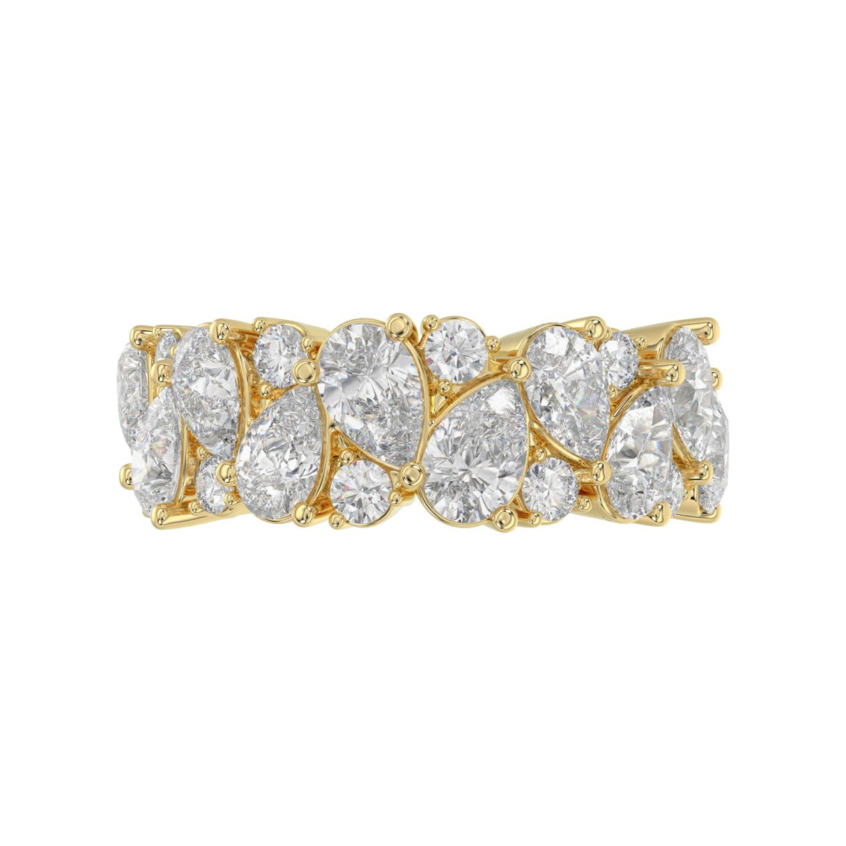 10K YELLOW GOLD 3.00CT ROUND/PEAR DIAMOND LADIES RING