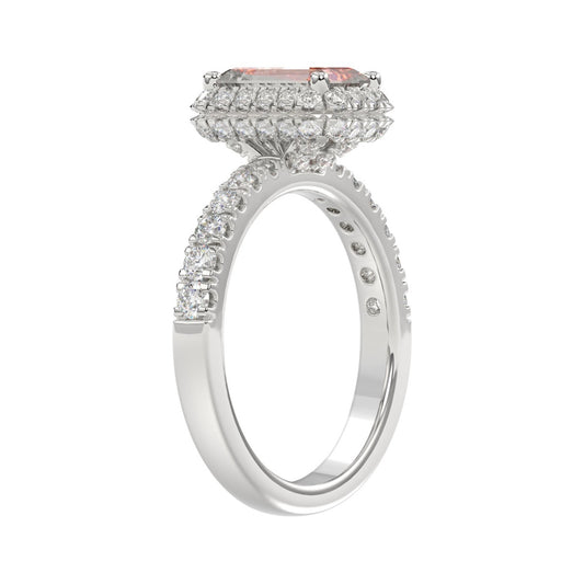 ETERNAL BLUSH COLLECTION 14K WHITE GOLD 4.00CT ROUND/RADIANT DIAMOND LADIES RING (CENTER STONE PINK RADIANT DIAMOND 3.00CT)