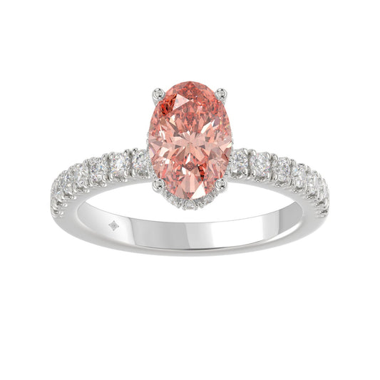 14K WHITE GOLD 2 1/2CT ROUND/OVAL DIAMOND LADIES RING