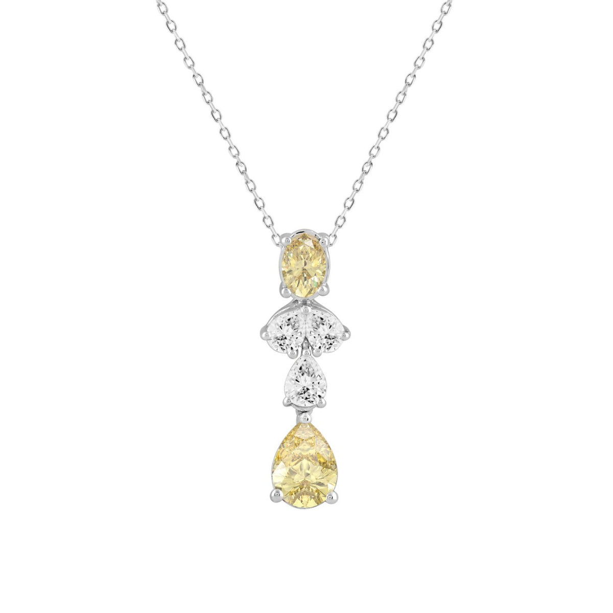 14K WHITE/YELLOW GOLD 2.00CT PEAR/OVAL DIAMOND LADIES PENDANT WITH CHAIN (PEAR PINK 1.00CT/OVAL DIAMOND 1/2CT)