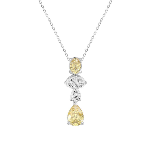 14K WHITE/YELLOW GOLD 2.00CT PEAR/OVAL DIAMOND LADIES PENDANT WITH CHAIN (PEAR PINK 1.00CT/OVAL DIAMOND 1/2CT)