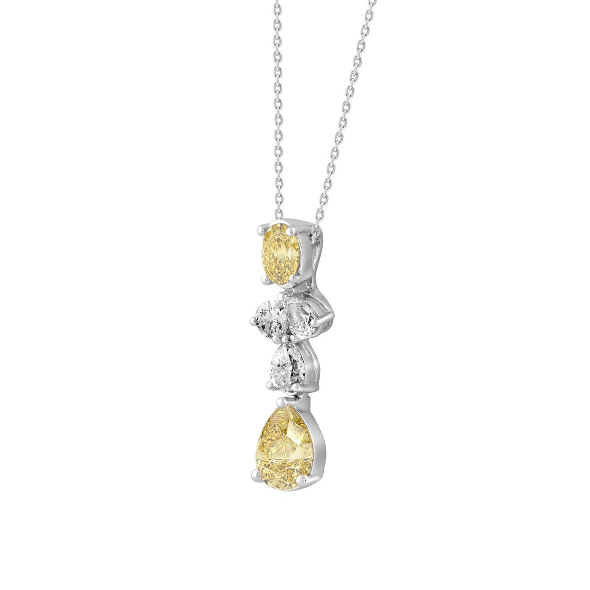 14K WHITE/YELLOW GOLD 2.00CT PEAR/OVAL DIAMOND LADIES PENDANT WITH CHAIN (PEAR PINK 1.00CT/OVAL DIAMOND 1/2CT)