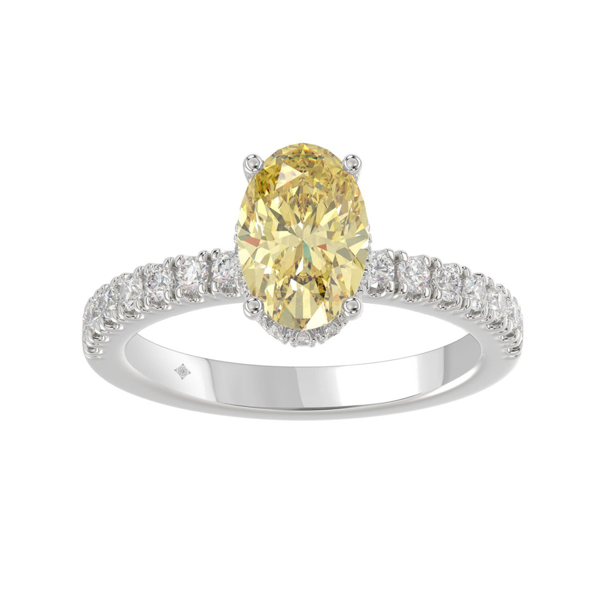 14K WHITE GOLD 2 1/2CT ROUND/YELLOW OVAL DIAMOND LADIES RING (CENTER STONE 2.00CT) 