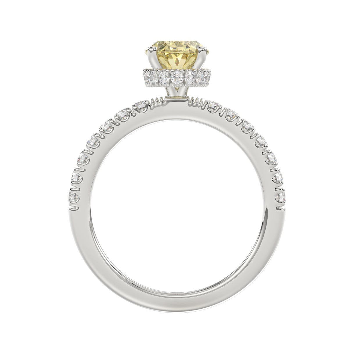 14K WHITE GOLD 2 1/2CT ROUND/YELLOW OVAL DIAMOND LADIES RING (CENTER STONE 2.00CT) 