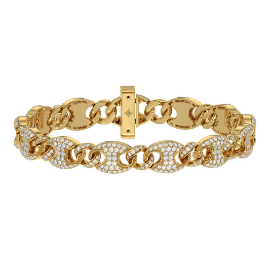 10K YELLOW GOLD 3 1/2CT ROUND DIAMOND MEN'S BRACELET