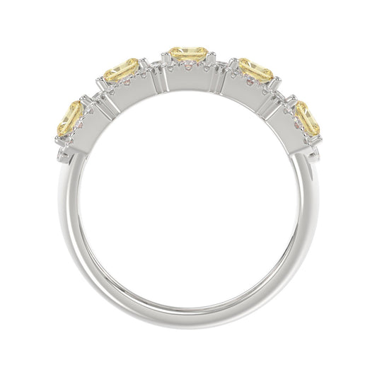 14K WHITE GOLD 3.00CT ROUND/RADIANT YELLOW DIAMOND LADIES RING