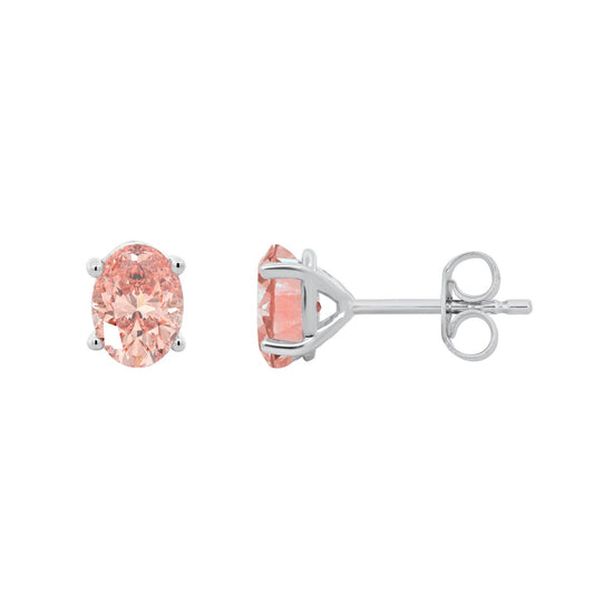 ETERNAL BLUSH COLLECTION 14K WHITE GOLD 2.00CT OVAL PINK DIAMOND LADIES EARRINGS