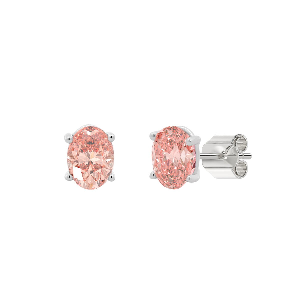 ETERNAL BLUSH COLLECTION 14K WHITE GOLD 2.00CT OVAL PINK DIAMOND LADIES EARRINGS