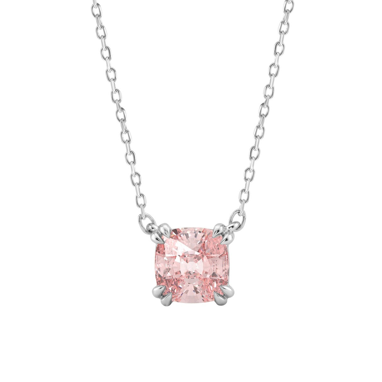ETERNAL BLUSH COLLECTION 14K WHITE GOLD 1.00CT CUSHION PINK DIAMOND LADIES NECKLACE