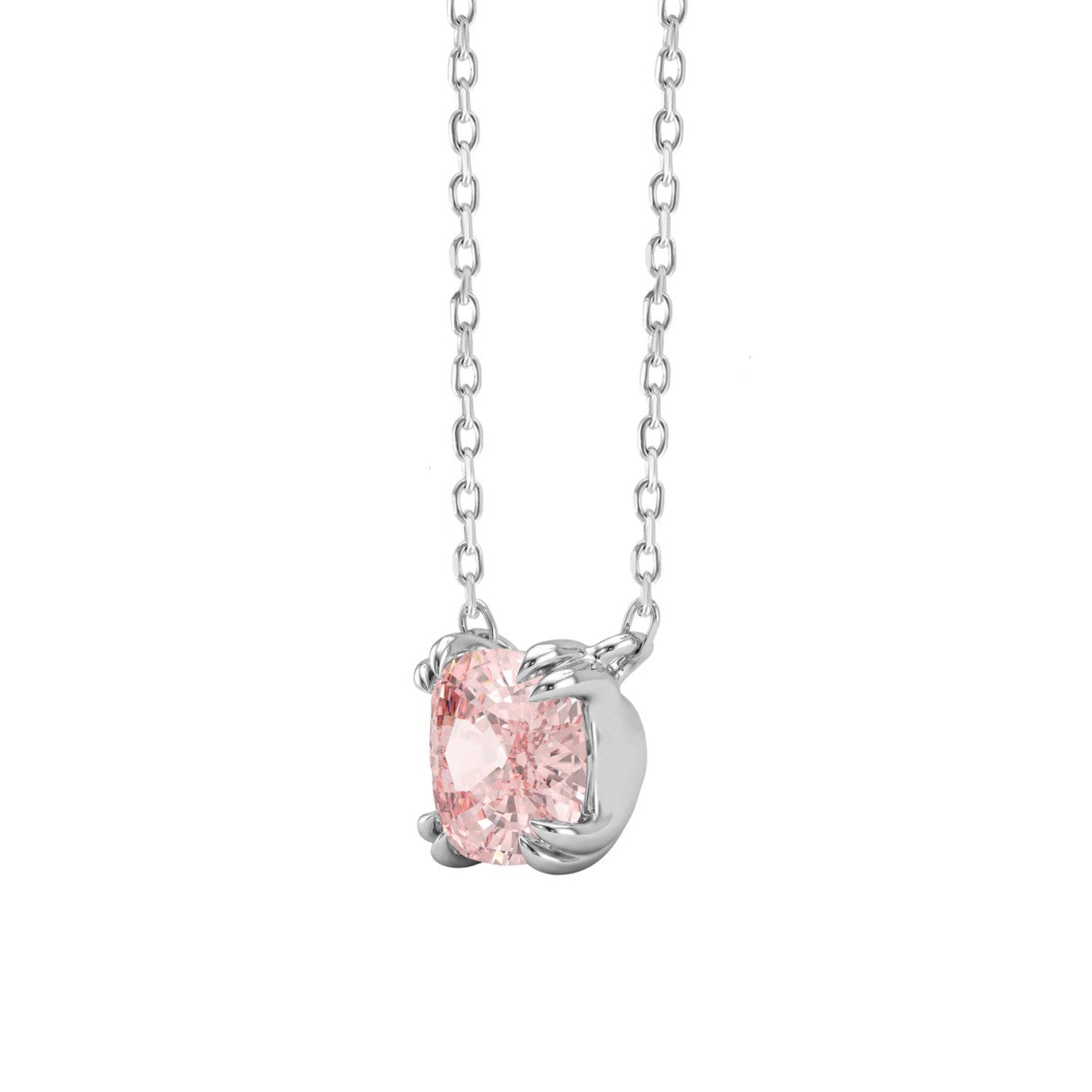 ETERNAL BLUSH COLLECTION 14K WHITE GOLD 1.00CT CUSHION PINK DIAMOND LADIES NECKLACE