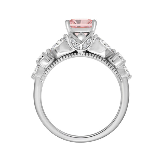 14K WHITE GOLD 3 1/4CT MARQUISE/PEAR/PINK RADIANT DIAMOND LADIES RING (CENTER STONE PINK RADIANT DIAMOND 2CT)