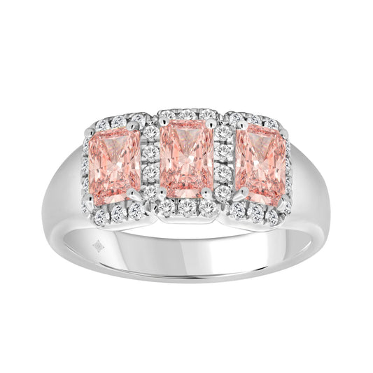 14K WHITE GOLD 1 3/4CT ROUND/PINK RADIANT DIAMOND LADIES RING