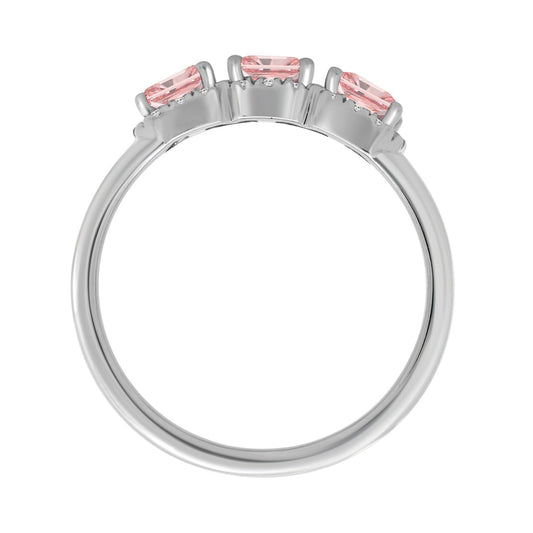 14K WHITE GOLD 1 3/4CT ROUND/PINK RADIANT DIAMOND LADIES RING